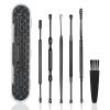Hion 6 Pcs Ear Wax Removal Kit,Professional Double-Headed Ear Pick Earwax Removal Tools,316L Stainless Steel Ear Cleaner Curette with Cleaning Brush and Storage Box,Suit for Kid Adult(Black) view 1