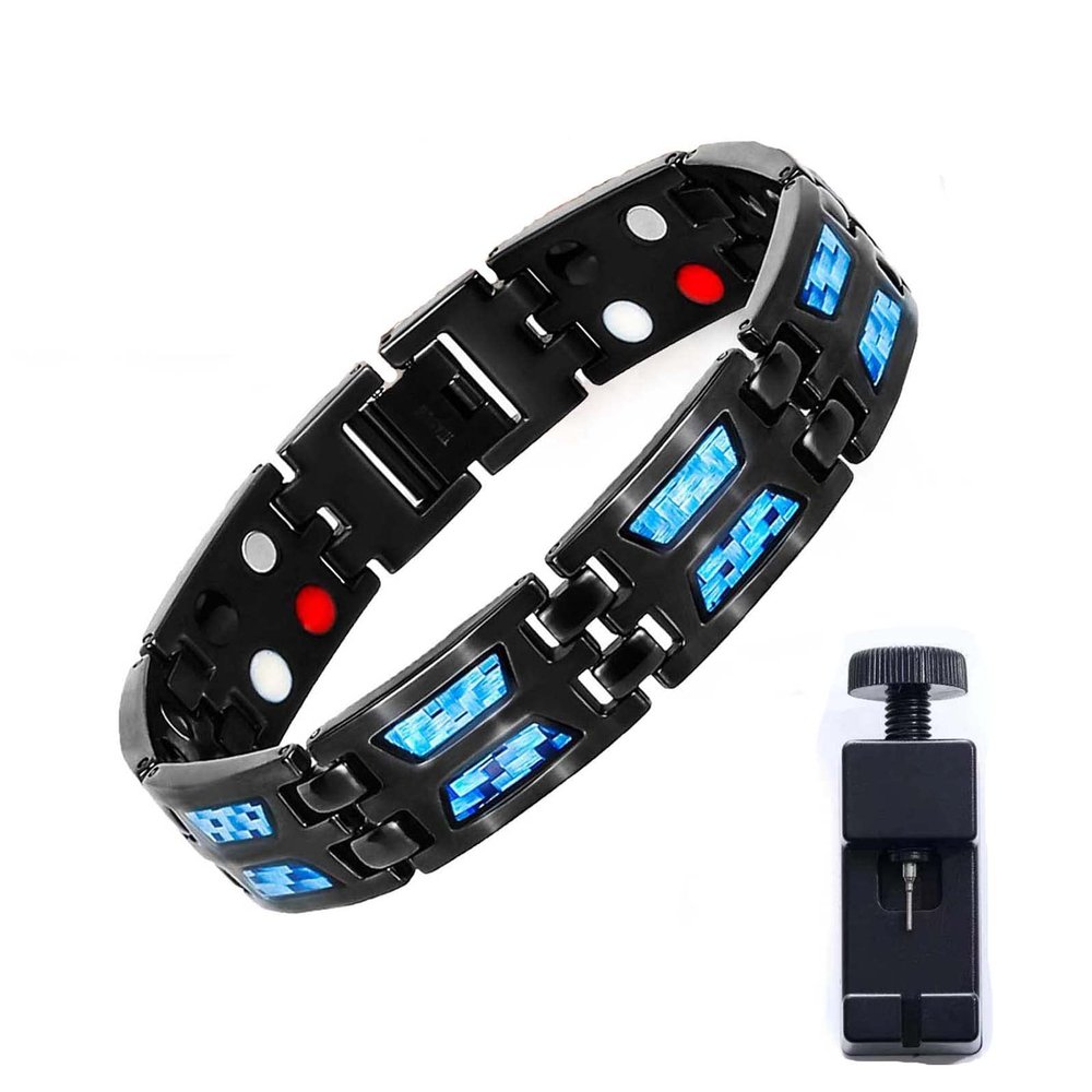 2022 New Adjustable Carbon Blue Titanium Magnetic Therapy Bracelet, Magnetic Lymph Detox Bracelet, Titanium Power Magnetic Bracelet, Magnetic Bracelets for Men(1Pcs)
