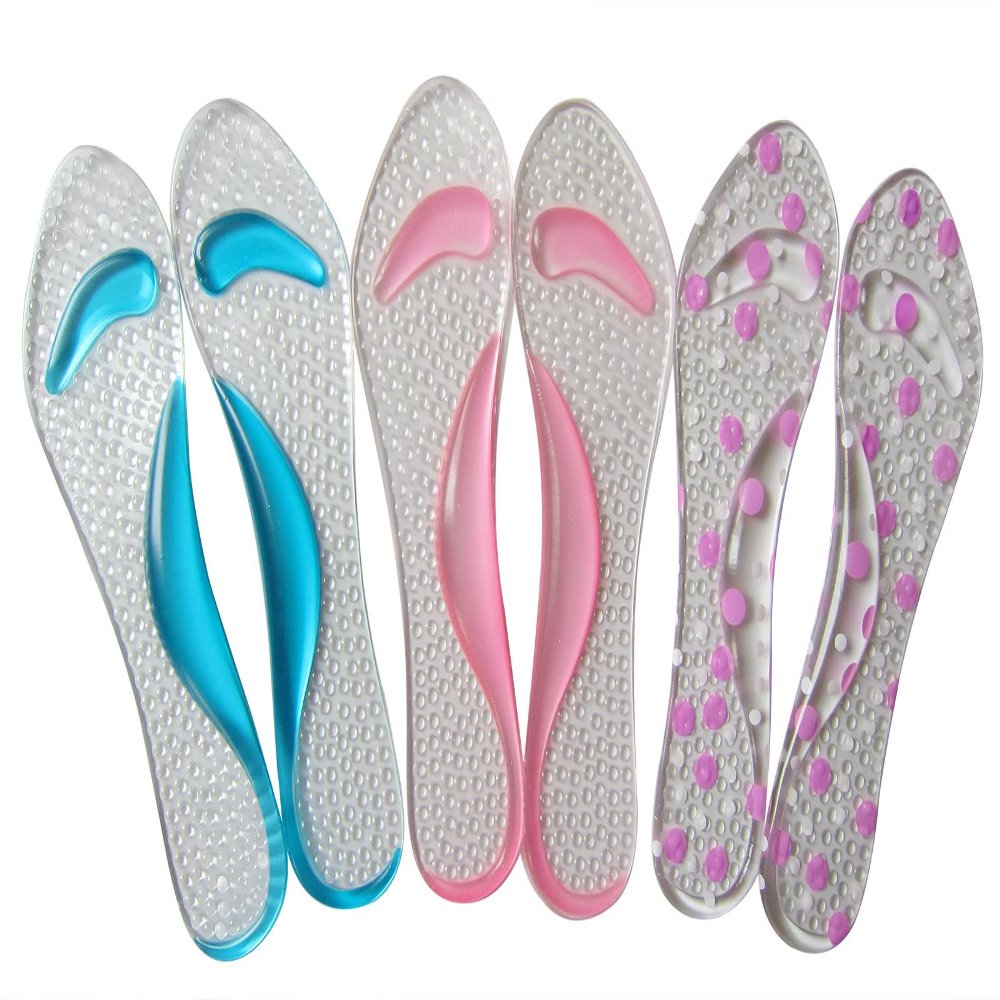Bellcon Silicone Gel Self-Adhesive Shoes Inserts for Women Sandals Arch Support Shoe Insoles for High Heels and Peep Toes Gel Inserts for Flat Feet Pains Relief Plantar Fasciitis, 3 Pairs