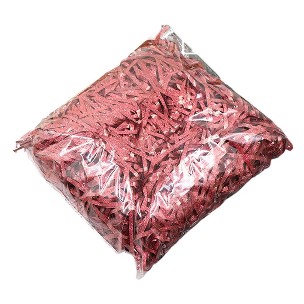 NA Crinkle Cut Paper Glitter Gift Box Filler Packaging Supplies DIY Gift Box Filling Raffia Paper for Valentines Day Wine Red