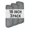 16.5 inch Mop Pads Refills, 3 Pack Microfiber Reusable Replacement Mop Pads Flat Replacements Heads for Wet Or Dry Floor Cleaning and Scrubbing, Grey Tassel Cloth view 1