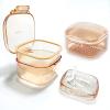 Denture Bath Box,Denture Case,Three-Layer Retainer Case,Non Full Denture Cup,Mouth Guards Holder,Part Removable False Teeth Soak Container,Retainer Clean Box(orange) Size:3.15 * 2.08 * 3.35 view 1