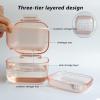 Denture Bath Box,Denture Case,Three-Layer Retainer Case,Non Full Denture Cup,Mouth Guards Holder,Part Removable False Teeth Soak Container,Retainer Clean Box(orange) Size:3.15 * 2.08 * 3.35 view 3