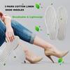Bellcon 5 Pack Thin Shoe Insoles for Men and Women Linen Cotton Fabric Insole Odor Eaters Breathable Inserts High Heels Nonslip Pads Sandals, Pairs/Women 9/Men 7 M US, White With Brown Strips view 4