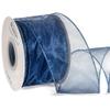 Ribbli Navy Organza Wired Ribbon, Navy Sheer with Metallic Edge,2-1/2 Inch x 20 Yards Christmas Tree Ribbon for Decoration Large Gift Wrapping,Wedding Decoration view 1