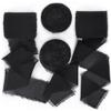 Socomi Black Handmade Fringe Chiffon Silk Ribbon 1-3/4" x 7Yd 4 Rolls Frayed Ribbons for Wedding Invitations Bridal Bouquets Wrapping view 1