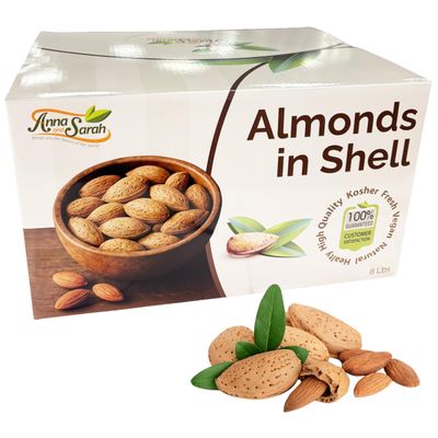 Anna and Sarah Almonds In Shell, Raw, Natural, Whole, Jumbo California Almonds, in Box, 8 Lbs