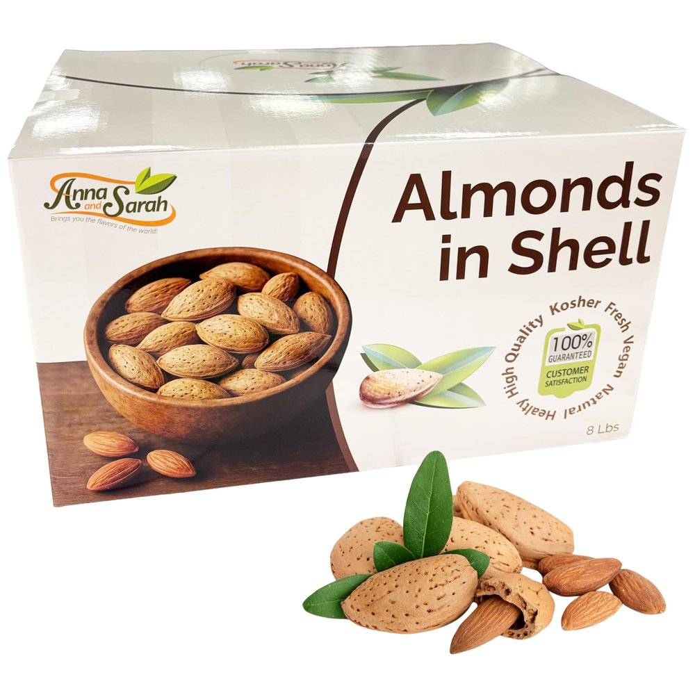 Anna and Sarah Almonds In Shell, Raw, Natural, Whole, Jumbo California Almonds, in Box, 8 Lbs