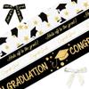 4 Rolls 2025 Graduation Ribbons for Wrapping Gifts, Congratulations Grosgrain Ribbons for Graduation Decoration DIY Party, 0.4"/0.9" X 5 Yards White Black Graduations Cap 2025 Ribbon for Graduations view 1