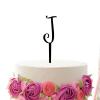 Initial J Wedding Cake Topper,Letter Monogram Cake Toppers Personalized Any Initial Custom Cupcake Topper for Wedding Anniversary Party Supplies Gifts,Black Acrylic Birthday Cake Topper view 3
