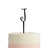Initial J Wedding Cake Topper,Letter Monogram Cake Toppers Personalized Any Initial Custom Cupcake Topper for Wedding Anniversary Party Supplies Gifts,Black Acrylic Birthday Cake Topper view 4