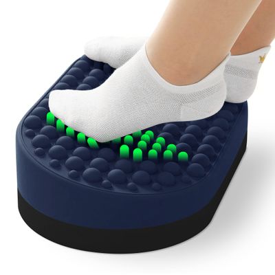 Dikdoc Foot Rest for Under Desk at Work, Home Office Foot Stool, Ottoman Foot Massager for Plantar Fasciitis Relief, Soft Silicone Footrests, Anti-Fatigue (Blue)