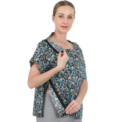 TOMMHANES AMISGUOER Post Shoulder Surgery Shirt - Short Sleeve Rehab Clothes with Drain Management Pockets(KF08-M)