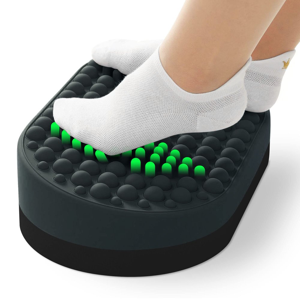 Dikdoc Foot Rest for Under Desk at Work, Home Office Foot Stool, Ottoman Foot Massager for Plantar Fasciitis Relief, Soft Silicone Footrests, Anti-Fatigue (Gray)