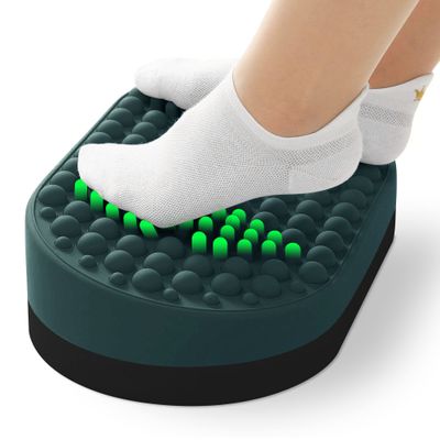 Dikdoc Foot Rest for Under Desk at Work, Home Office Foot Stool, Ottoman Foot Massager for Plantar Fasciitis Relief, Soft Silicone Footrests, Anti-Fatigue (Eucalyptus)