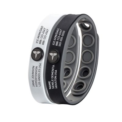 BAUMA AUTO Free Engraving Medical Alert ID Bracelet with Personalized ID Tag - Waterproof Emergency Bracelets - Adjustable Silicone Wristbands (Z - Two Colors)