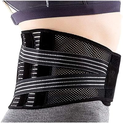 Lumbar Support Belt Summer Lower Back Brace, for Back Relief, Sciatica, Spinal Stenosis, Scoliosis Or Herniated Disc Double Pull Lumbar Support Belt Back Braces (Color : Black, Size : Small)