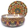 Abarli Citronella Candle Outdoor Large 3 Wick 13.5oz Soy Wax with Cover for Patio Porch, 75 Hour Burn, Blue and White, Citronella Candle view 1
