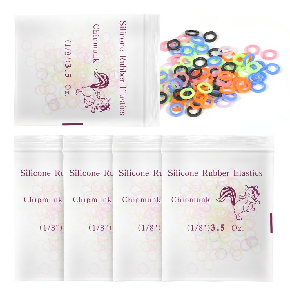 3.5 Oz Orthodontic Elastic Rubber Bands 1/8", 500 PCS Dental Braces Rubber Traction Bands for Tooth Gaps, Dog Grooming, Braids and Dreadlocks with Elastic Placer - Neon Color