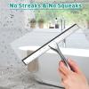 steauty Shower Squeegee for Glass Doors,12-Inch Shower Glass Squeegee, Sliver Shower Squeegee for Shower Doors,Mirror,Windows, with Shower Door Hook and Adhesive Hook view 2
