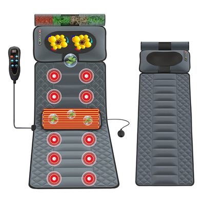 ENKUODE Full Body Electric Massage Mat with 20 Neck Shiatsu Kneading Massage Heads,9 Massage Modes Foldable Heating Cushion With10 Vibrating Motors, for Back Neck Lumbar Leg Pain Relief