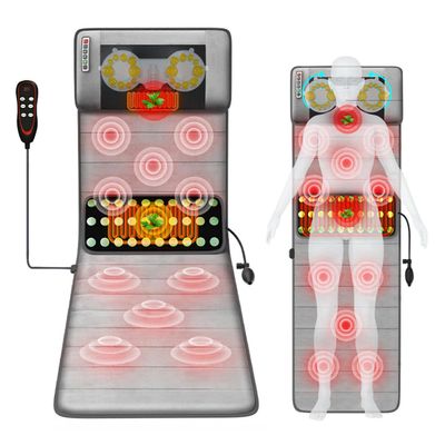 ENKUODE Full Body Electric Massage Mat Multifunction Foldable Heating Cushion 9 Massage /3 Timing Modes Shiatsu Massage Pad with 10 Vibrating Motors for Back Neck Lumbar Leg Pain Relief