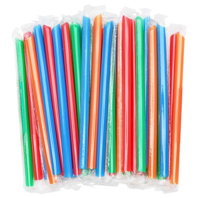 50 Individually Wrapped Boba Straws, Multi Color Plastic Milkshake, Jumbo Smoothie, Disposable Wide-mouthed Large Straws