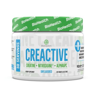BioHealth Nutrition CreActive Creatine HCL + Nootropic + Nitric Oxide - Supports Muscle Performance, Cellular Energy Production & Cognitive Function (Unflavored)