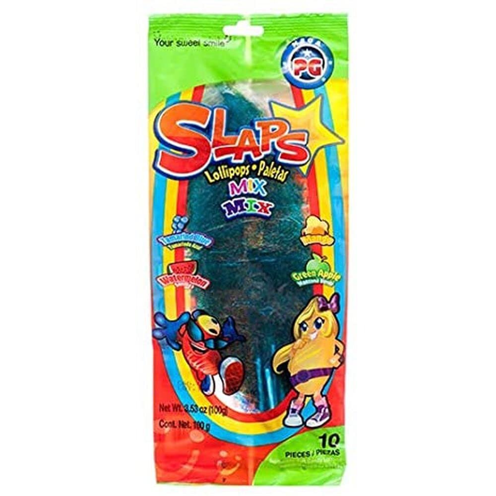 Pigui Slaps Tropical Mix Lollipops Paletas Candy, 10 Count Pack - 5 Packs - Tik Tok Inspired Candy