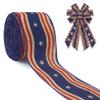 ABTOLS Patriotic Wired Edge Ribbons 2.5" 10 Yards, 4th of July White Red Blue Stripe Ribbons Patriotic Star Wrapping Ribbon American Linen Ribbon for 4th of July Party Wrapping DIY Craft Decoration view 1