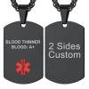 Supcare Customize Dog Tag Chain - Black Waterproof Medical Id Necklace for Men - Engraved Mens Jewelry view 1