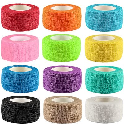 12 Pack 1*5 Yards Self Adhesive Bandage,Elastic Cohesive Bandage,Non-Woven Athletic/Vet Tape for Sports Injury,Knee,Strain&Wrist,Ankle Sprains & Swelling First Aid(12Colors)