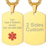 Supcare Engraved Necklace Medical Alert Tag Id Necklace Custom Necklace for Men Gold Dog Tag Necklace for Men view 1