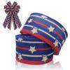 Patriotic Fabric Ribbons 4th of July Decor Ribbon Patriotic Strips Stars Edge Wired Burlap Linen Ribbon for Labor Day Independence Day Hanging Gift Wrapping Decoration Craft Supplies 10 Yards view 1