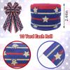 Patriotic Fabric Ribbons 4th of July Decor Ribbon Patriotic Strips Stars Edge Wired Burlap Linen Ribbon for Labor Day Independence Day Hanging Gift Wrapping Decoration Craft Supplies 10 Yards view 2