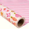MAYPLUSS Christmas Reversible Wrapping Paper Roll - 17 Inch X 32.8 Feet - Retro Pink Christmas Ornaments and Diagonal Stripes Design Gift Wrap Paper for Christmas, Holiday, New Year Baby Shower view 1