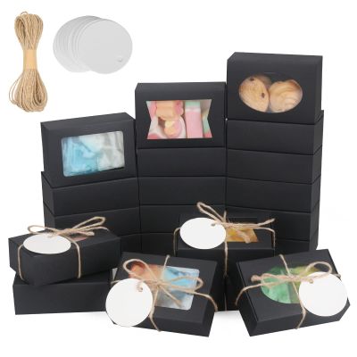COTOPHER Soap Box, 30Pcs Small Soap Packaging Boxes 3.5x2.35x1.2 Inch Mini Kraft Boxes with Window Soap Boxes for Homemade Soap Candy Chocolate Bakery Cookies Soap Packaging