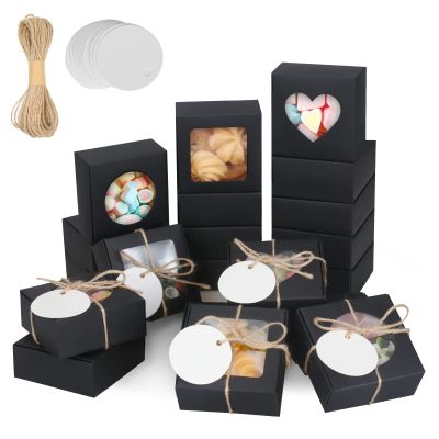 COTOPHER Soap Box, 30Pcs Small Soap Packaging Boxes 2.8x2.8x1.2 Inch Mini Kraft Boxes with Window Soap Boxes for Homemade Soap Candy Chocolate Bakery Cookies Soap Packaging