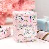 MAYPLUSS Pink Christmas Wrapping Paper Roll - Mini Roll - 17in X 120in Per roll - 3 Different Pink & Blue Design,Foil Strip/Snowflakes/Unicorn,for Xmas,New Year,Girl Christmas Gift Wrap (42.5sq.ft) view 2