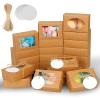 COTOPHER Soap Box, 30Pcs Packaging Boxes with Window, Kraft Paper, for Handmade Soap, Bakery, Cookies, 3.5x2.35x1.2Inch, Bridal Shower, Wedding, Birthday Gifts view 1