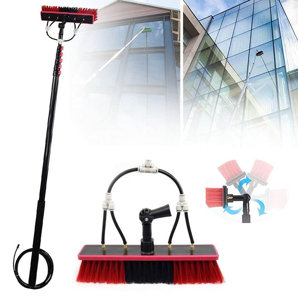 Water Fed Pole Kit,Window Cleaning Kit With Extension Pole,3.6-10.8M Window Cleaning Pole,Tall Window Glass Cleaning Poles Telescopic Water Fed Brush Window Washer Wand Washing Tool,10.8M/36FT