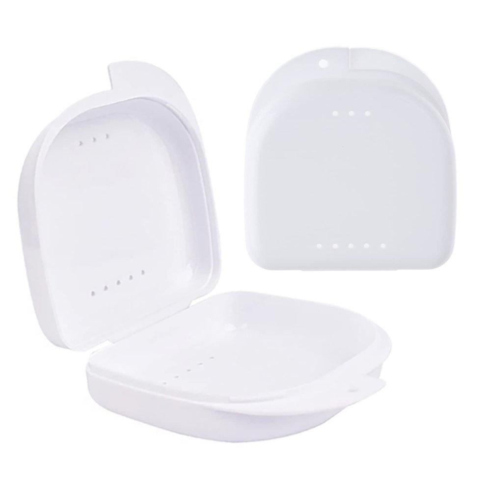 2 PCS Orthodontic Retainer Case,Retainer Case,Denture Case with Ventilation Holes for Mouth Guard and Floss