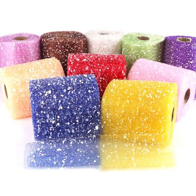 Tong Gu 15 Yard Long Snow Drop Mesh Flower Wrapping Ribbons Roll Birthday Party Wedding Gift Florist Bouquet Decor Accessories (White,Width 5.9 in/15 cm)