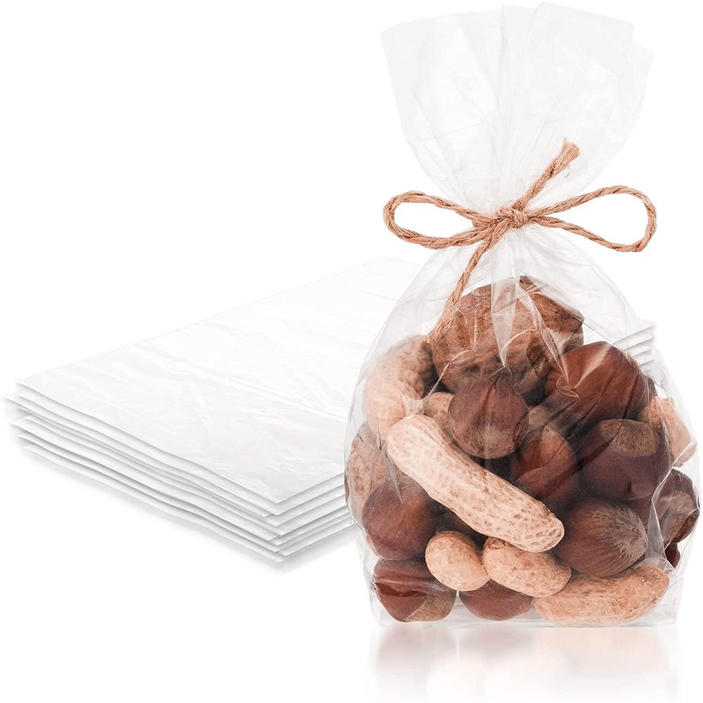 PUREVACY Clear Gusseted Poly Bags, 5 x 3 x 15 Inch. 100 Pack Side Gusseted Plastic Bags 1 Mil. Leakproof Clear Plastic Bags for Packaging. Clear Gift Bags for Favors, Fruits, Grains, Coffee Beans