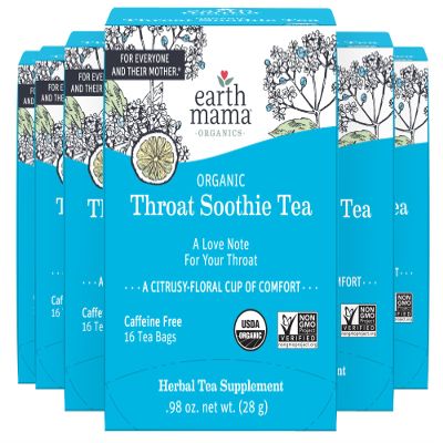 Earth Mama Organic Throat Smoothie Tea with Elderflower for Immune Support | Formulated with NO Licorice | Safe for Kids & During Pregnancy, 16-Count (6-Pack)