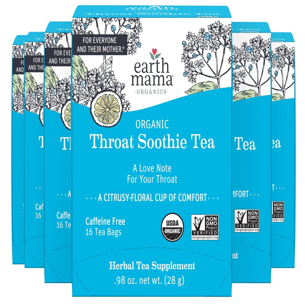 Earth Mama Organic Throat Smoothie Tea with Elderflower for Immune Support | Formulated with NO Licorice | Safe for Kids & During Pregnancy, 16-Count (6-Pack)