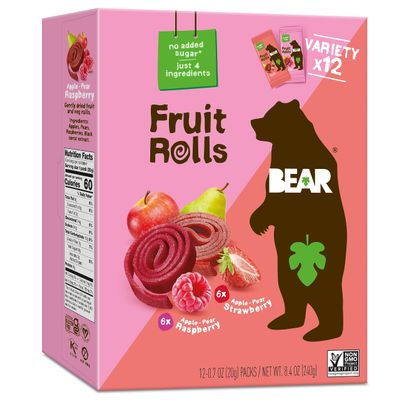 Bear Strawberry Raspberry Fruit Rolls Variety Pack, 8.4 OZ