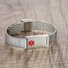 mnmoom Medical Alert Bracelets for Men & Women Adjustable Stainless Steel Mesh Medical ID Bracelets with customize engraved -Silver view 2
