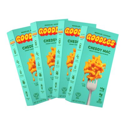 Goodles Cheddy Mac & Cheese 4 Pack, 6oz - 14g Protein, 6g Fiber with Prebiotics, 21 Plant-Based Nutrients and Made w/REAL Cheese! | Clean Label Certified
