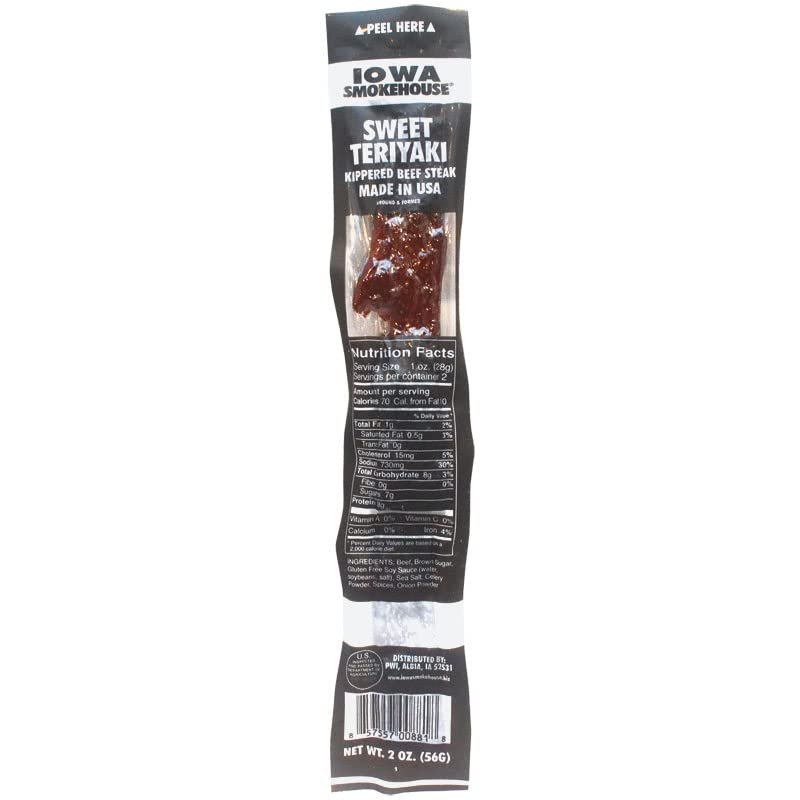 Iowa Smokehouse & Preferred Wholesale 102983 2 oz Sweet Teriyaki Kippered Beef Steak - Pack of 1010